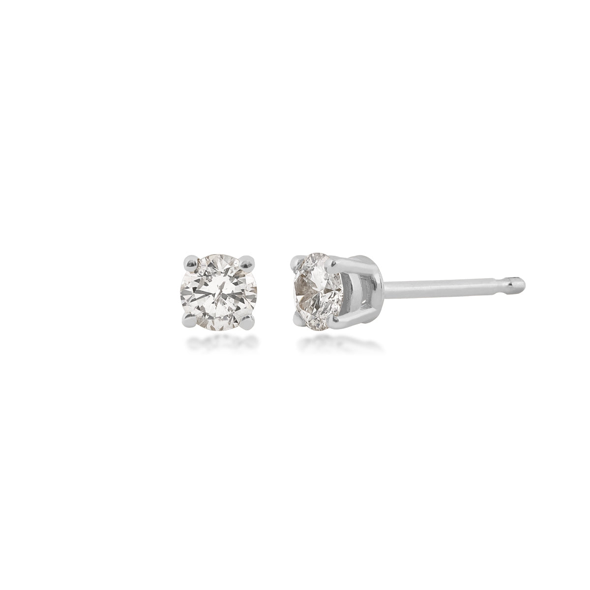 1/5 ct. tw. A Quality Round Diamond Solitaire Earrings in 14K White Gold
