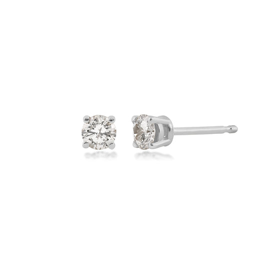 1/5 ct. tw. A Quality Round Diamond Solitaire Earrings in 14K White Gold