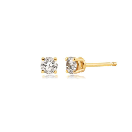 1/4 ct. tw. Round Brilliant Diamond Stud Solitaire Earrings in 14K Yellow Gold
