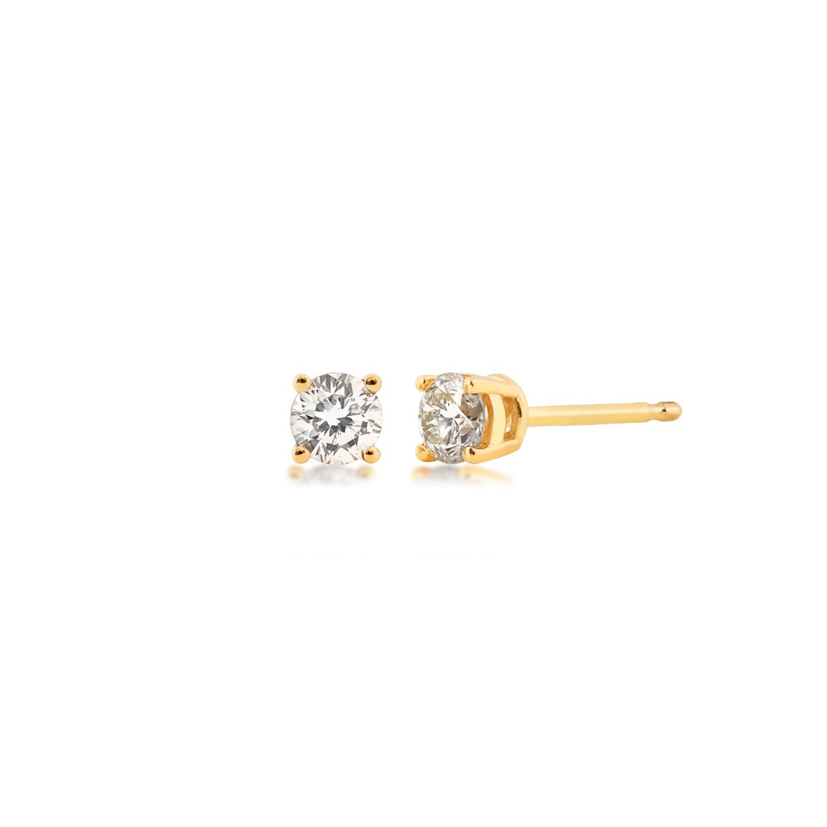 1/3 ct. tw. Round Brilliant Diamond Stud Solitaire Earrings in 14K Yellow Gold