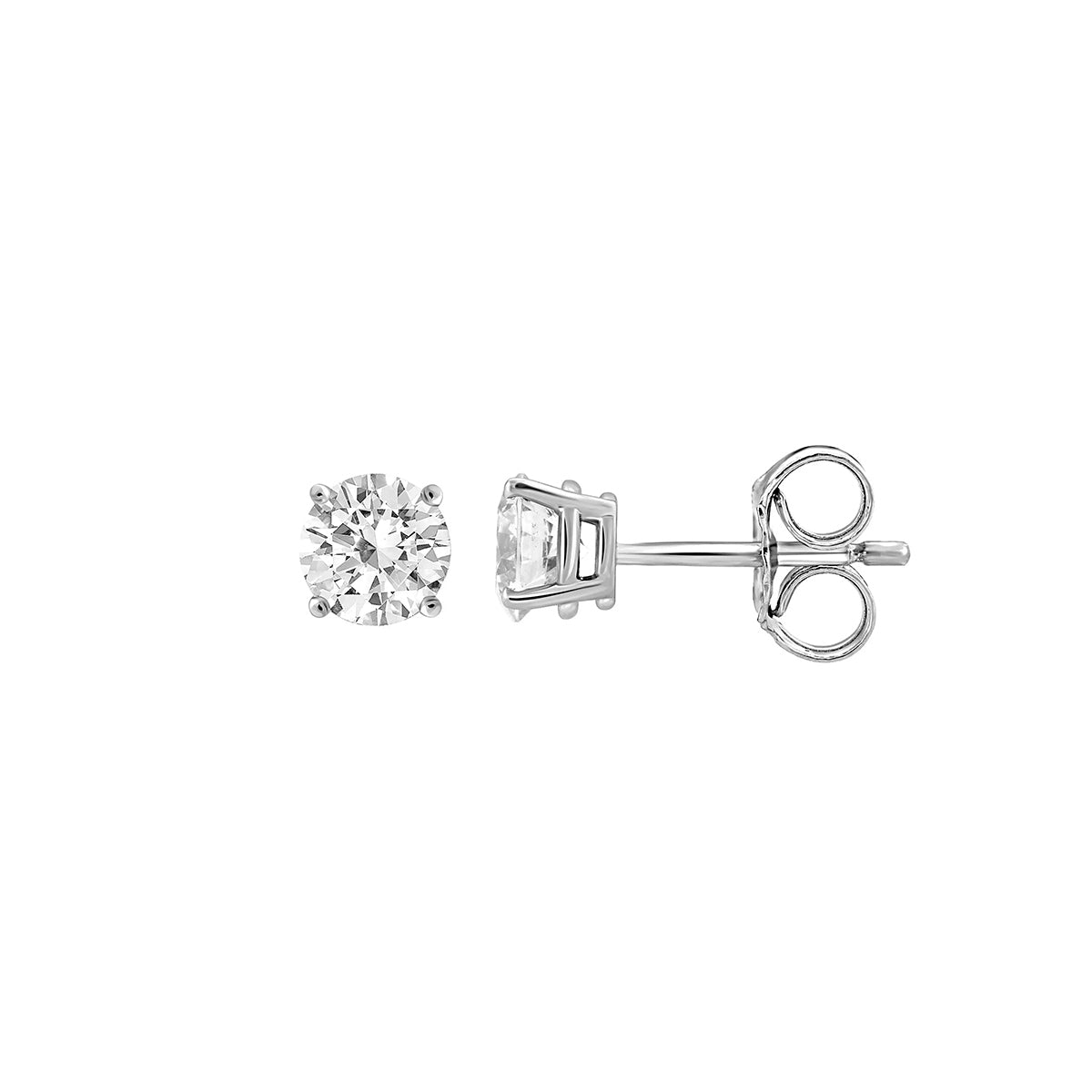 1/2 ct. tw. A Quality Round Diamond Solitaire Earrings in 14K White Gold
