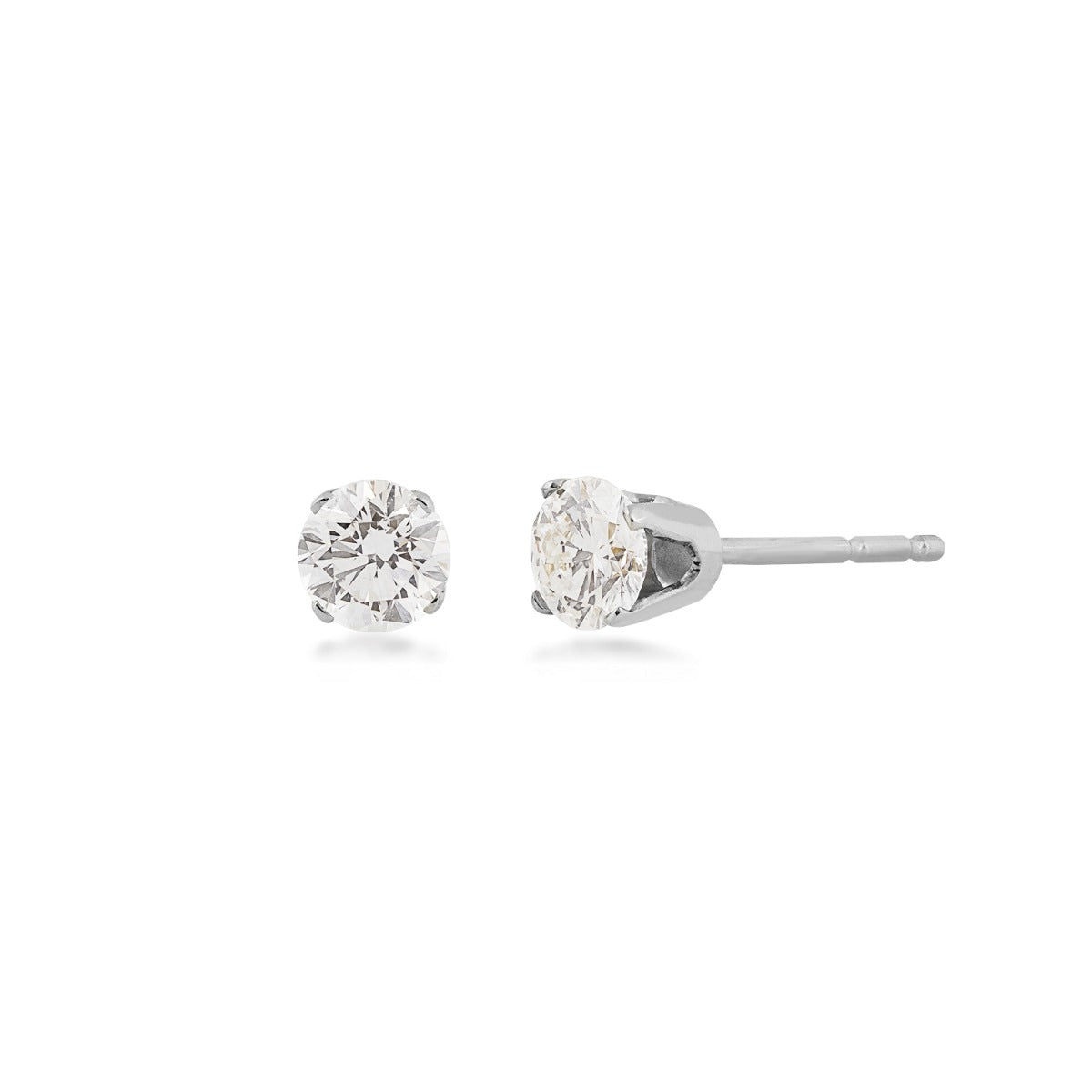 1/2 ct. tw. AAA Quality Round Diamond Solitaire Earrings in 14K White Gold