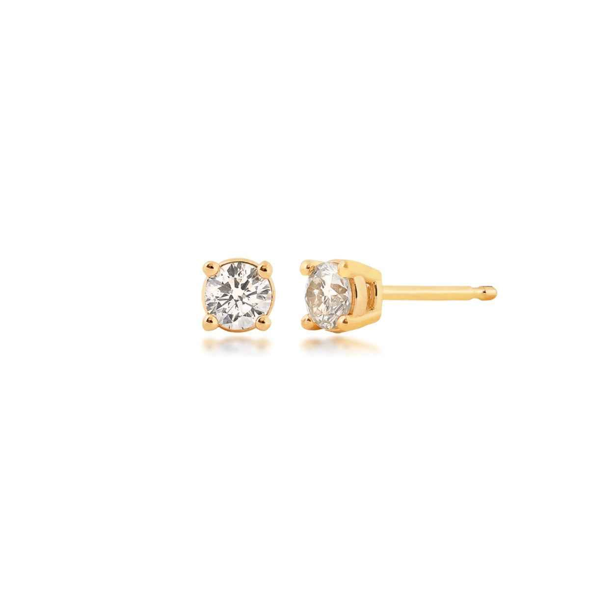 1/2 ct. tw. Round Brilliant Diamond Stud Solitaire Earrings in 14K Yellow Gold