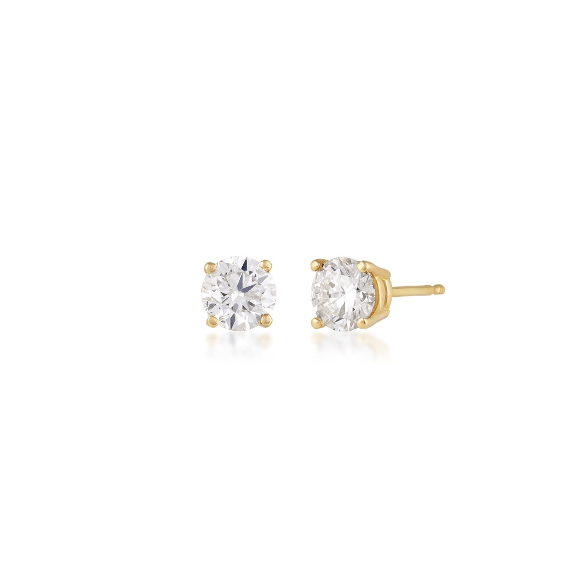 1 ct. tw. Round Brilliant Diamond Solitaire Earrings in 14K Yellow Gold (2)