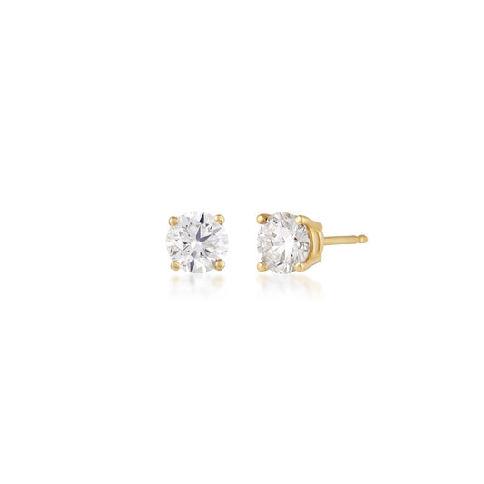 1 ct. tw. Round Brilliant Diamond Solitaire Earrings in 14K Yellow Gold (2)