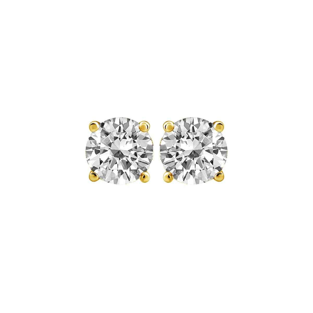 3/4 ct. tw. Round Brilliant Diamond Solitaire Earrings in 14K Yellow Gold