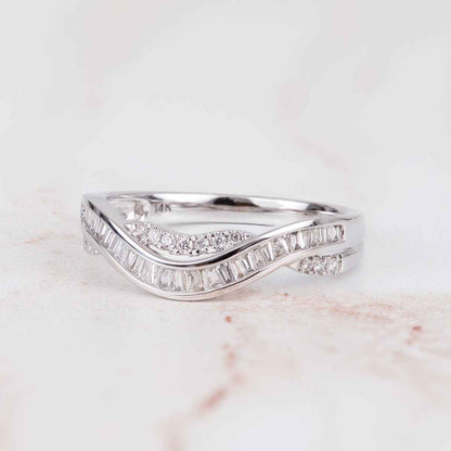 1/4 ct. tw. Tapered Baguette Diamond Curve Anniversary Ring in 14K White Gold side profile