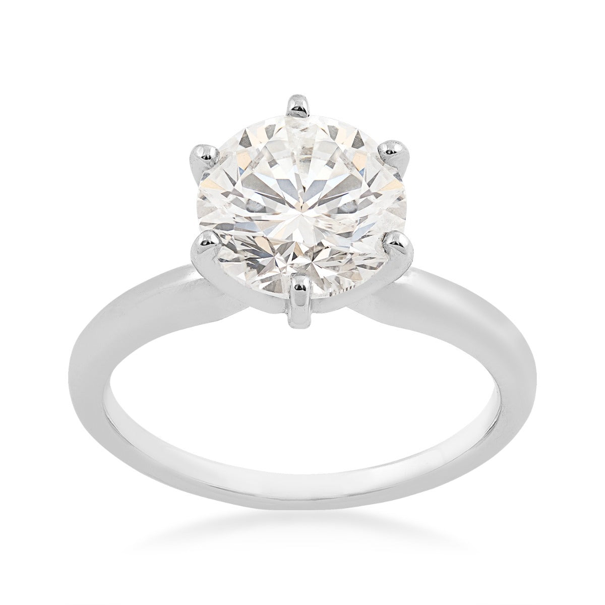 Natural 3 ct. tw. Round Brilliant Diamond Solitaire Engagement Ring in 14K White Gold