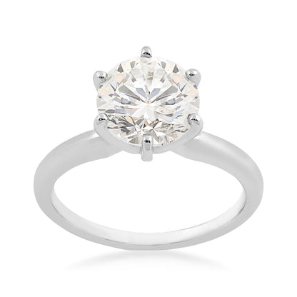 Natural 3 ct. tw. Round Brilliant Diamond Solitaire Engagement Ring in 14K White Gold