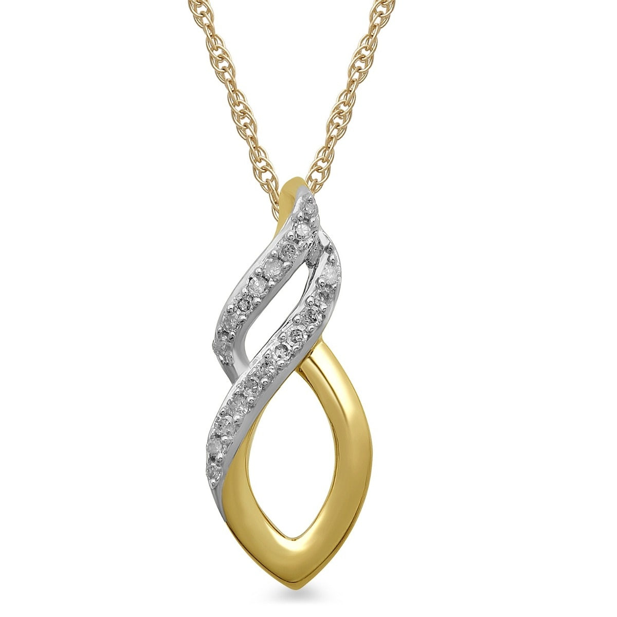 Diamond Accent Flame Pendant in 10K Yellow Gold