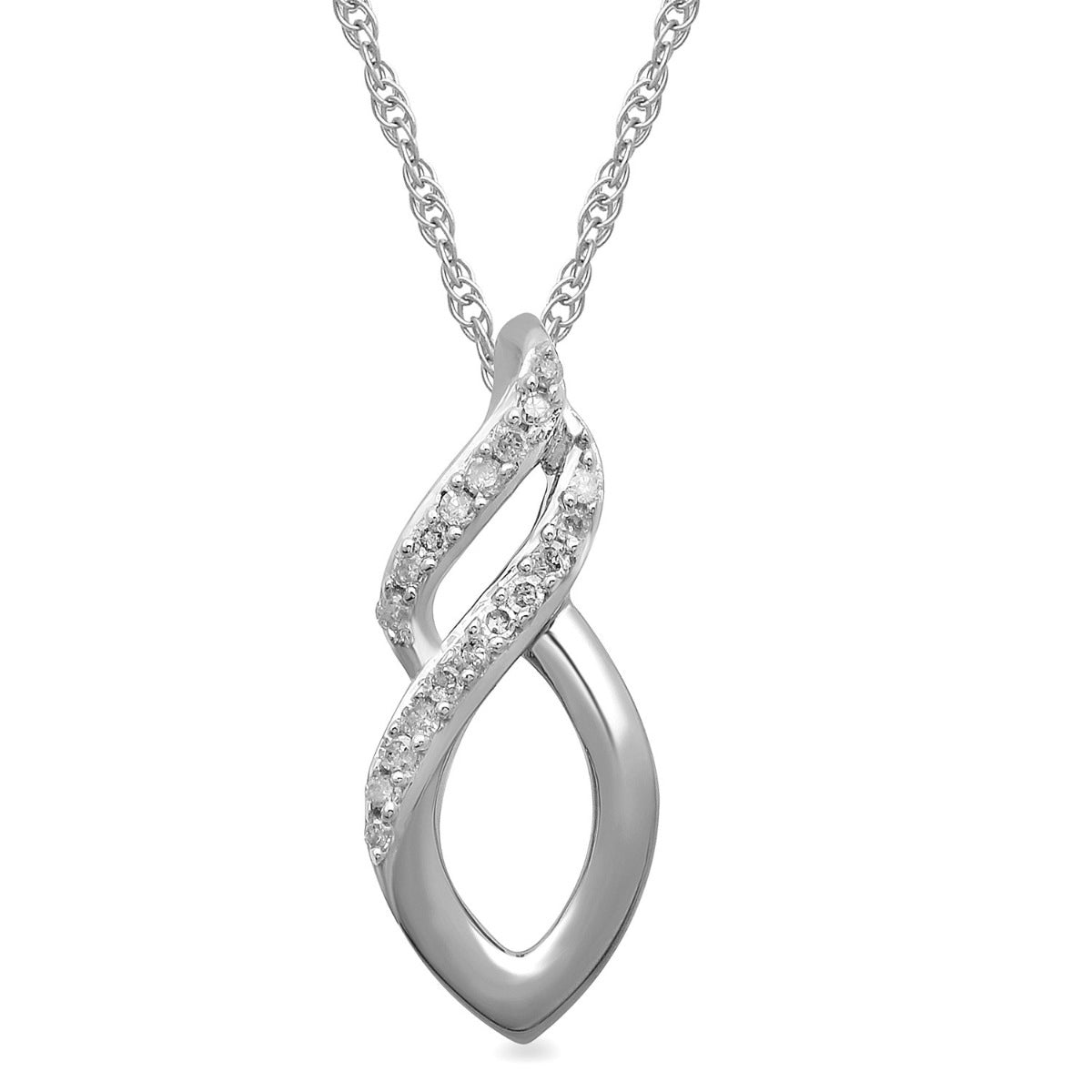 Diamond Accent Flame Pendant in 10K White Gold