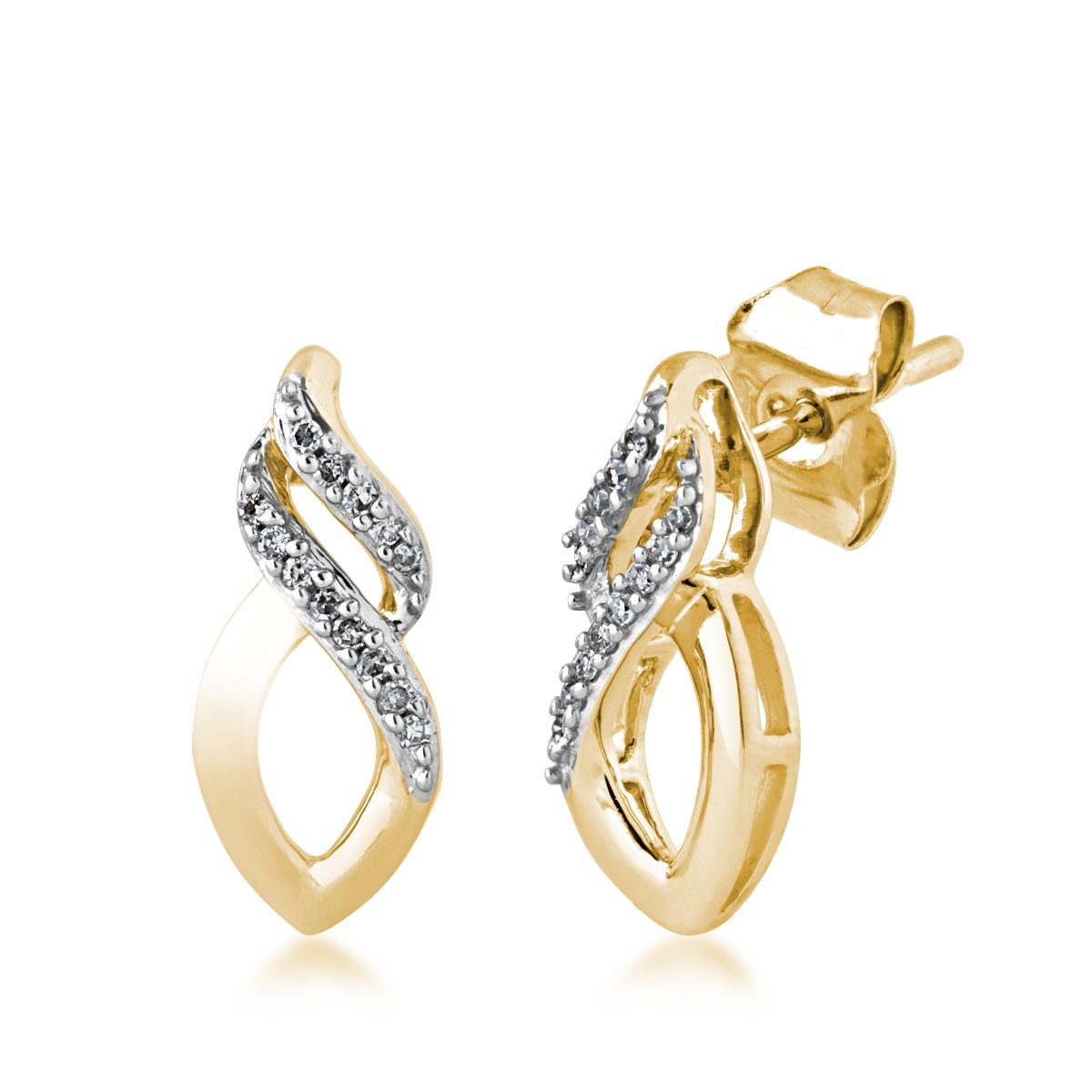 Diamond Accent Flame Earrings in 10K Yellow Gold