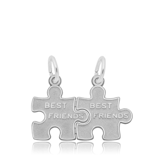 Best Friend Puzzle Pieces Charm in Sterling Silver