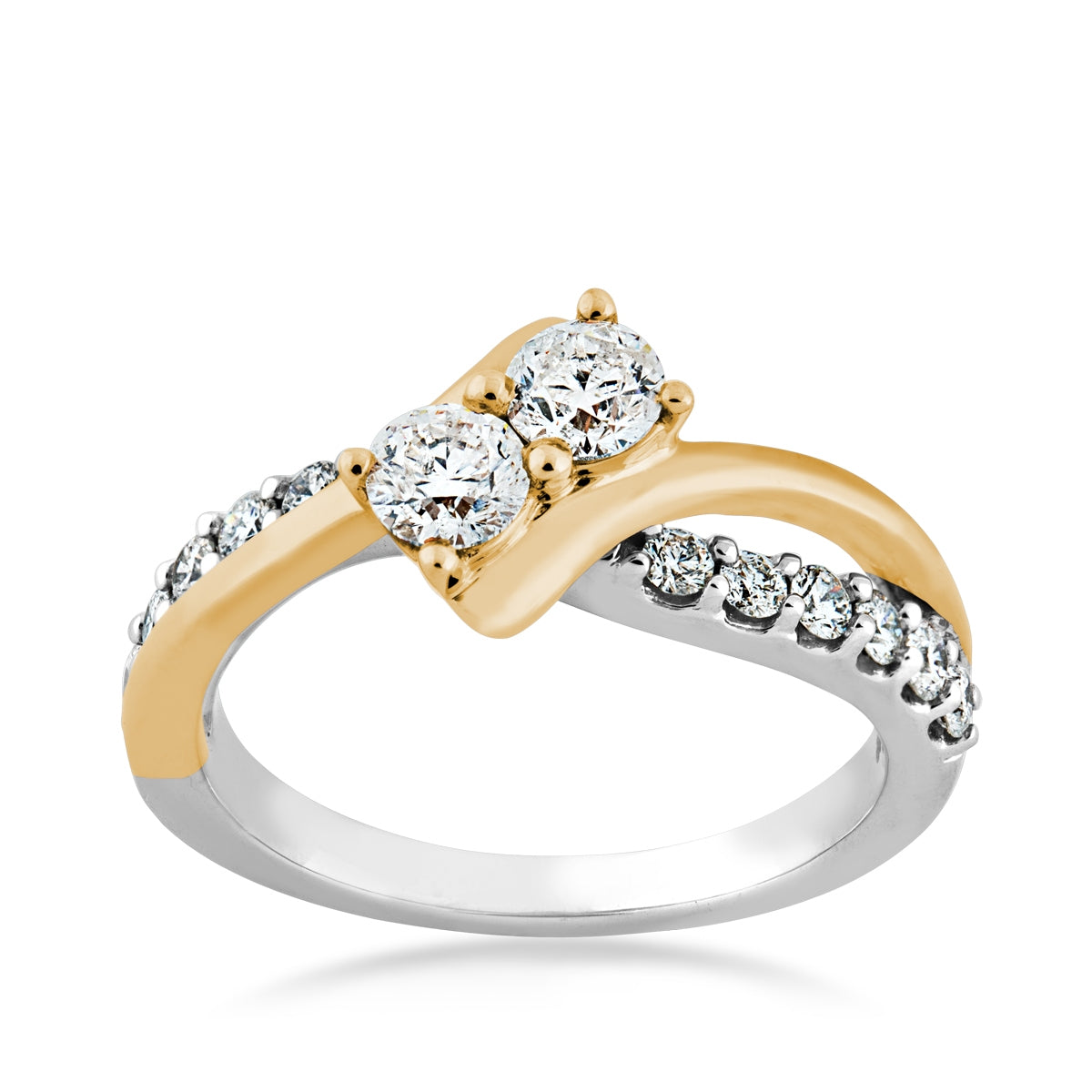2BeLoved 1 ct. tw. 2-Stone Diamond Anniversary Ring in 14K White & Yellow Gold