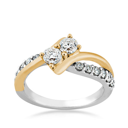 2BeLoved 1 ct. tw. 2-Stone Diamond Anniversary Ring in 14K White & Yellow Gold