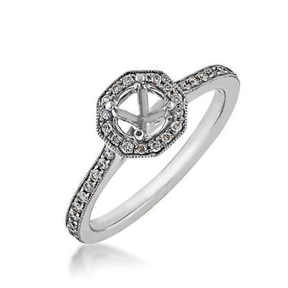 1/4 ct. tw. Diamond Semi-Mount Engagement Ring with Octagon Halo in 14K White Gold front view