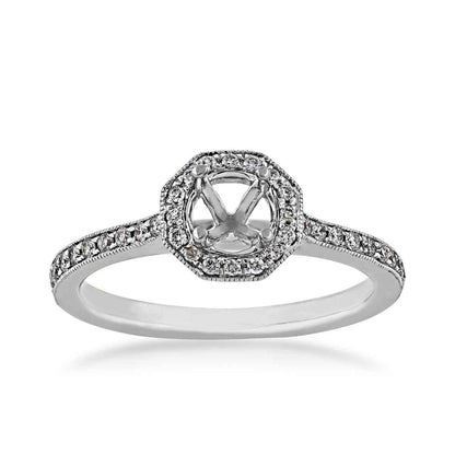 1/4 ct. tw. Diamond Semi-Mount Engagement Ring with Octagon Halo in 14K White Gold