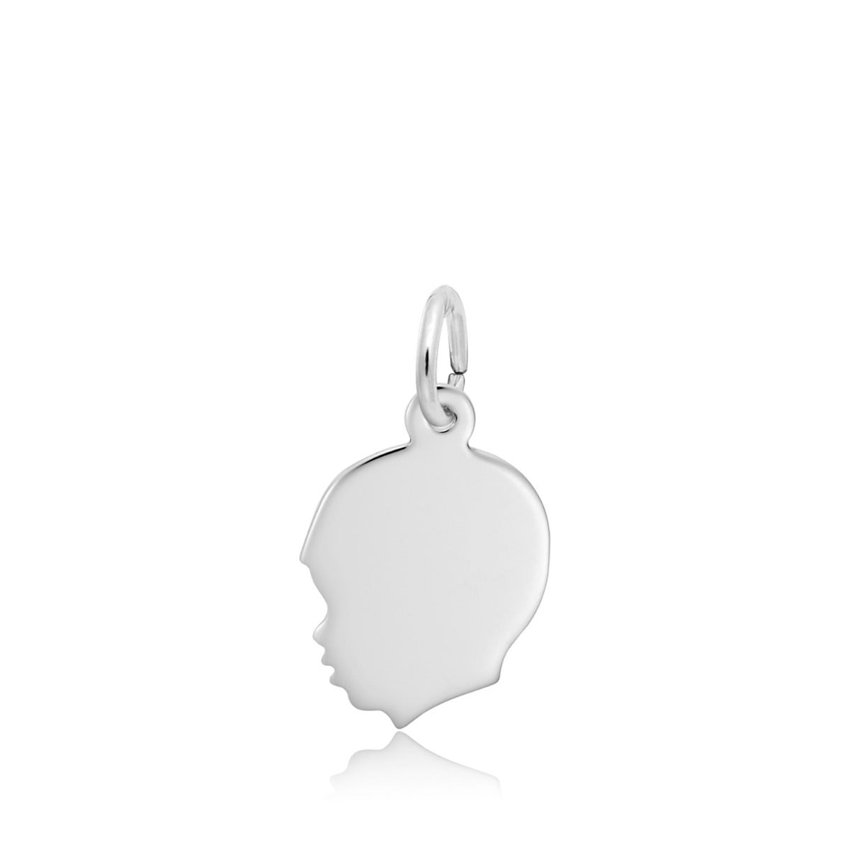 Flat Boy's Head Charm in Sterling Silver (2)