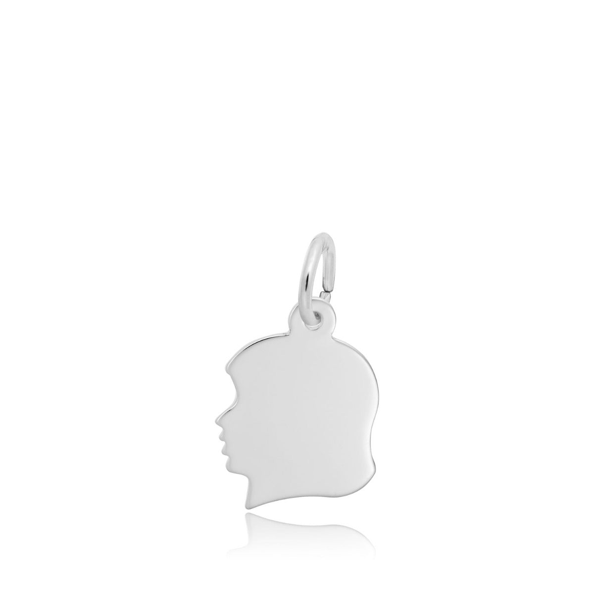 Flat Girl's Head Charm in Sterling Silver