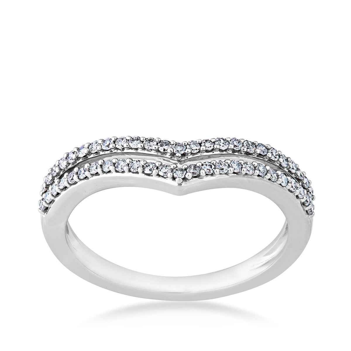 Perfect Match 1/4 ct. tw. Chevron Style Diamond Stackable Anniversary Band in 10K White Gold