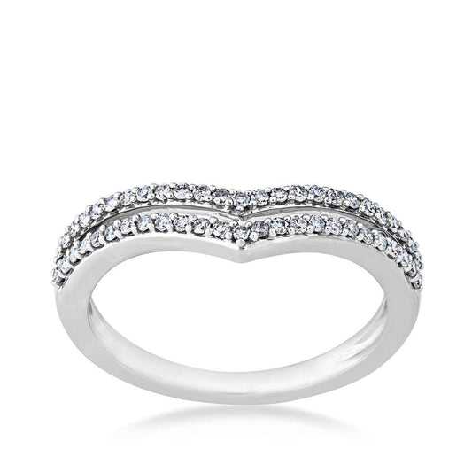 Perfect Match 1/4 ct. tw. Chevron Style Diamond Stackable Anniversary Band in 10K White Gold
