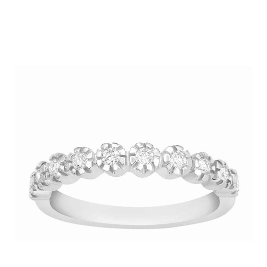 Perfect Match 1/6 ct. tw. Round Diamond Stackable Diamond Ring with Milgrain Halo Detailing in 10K White Gold