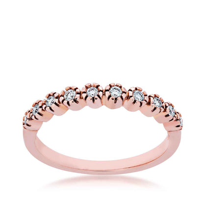 Perfect Match 1/6 ct. tw. Round Diamond with Filigree Circle Detailing Stackable Ring in 10K Pink Gold