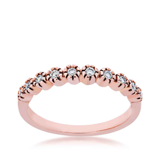 Perfect Match 1/6 ct. tw. Round Diamond with Filigree Circle Detailing Stackable Ring in 10K Pink Gold