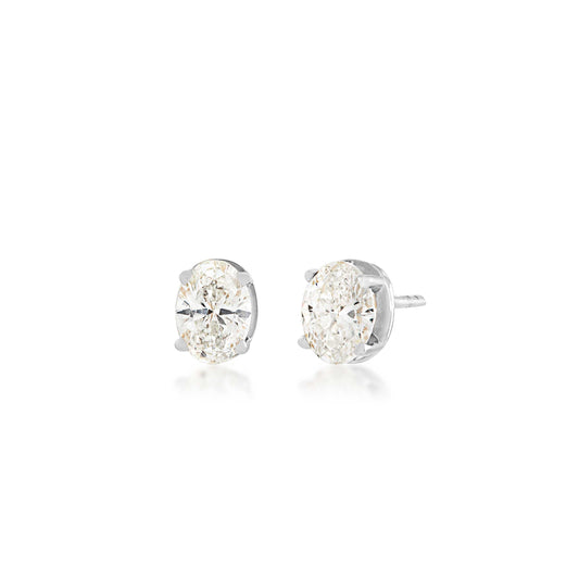 7/8 ct. tw. Oval Diamond Solitaire Earrings in 14K White Gold