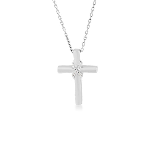 Infinite Love .04 ct. tw. Diamond Infinity Cross Pendant in Sterling Silver