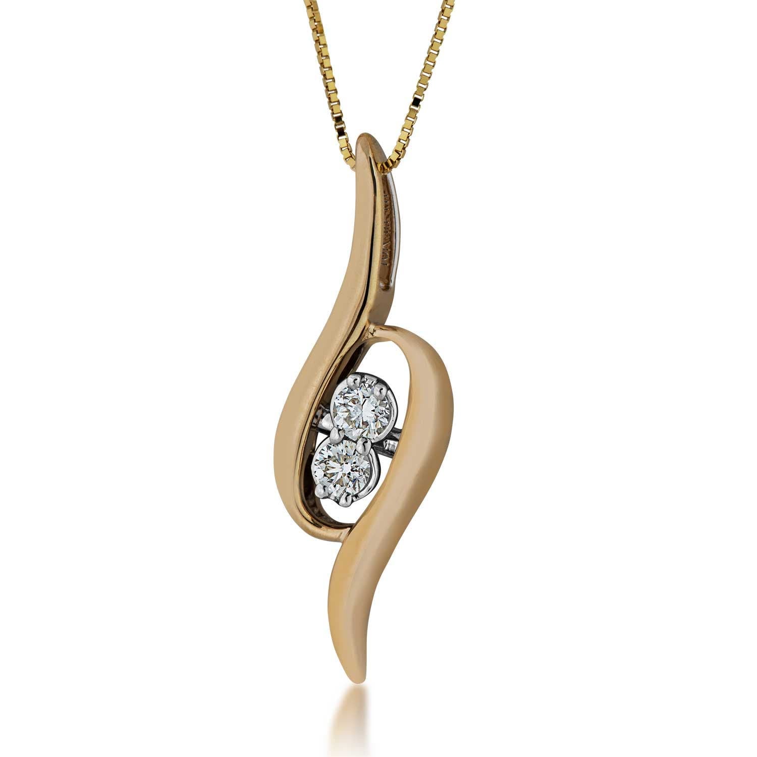 Sirena Twist 1/7 ct. tw. Round 2 Stone Diamond Pendant in 10K Two-Tone Gold