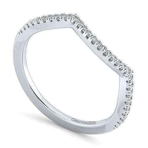 Gabriel & Co. .016 ct. tw. Diamond Wedding Band with Curved Design in 14K White Gold close-up detail
