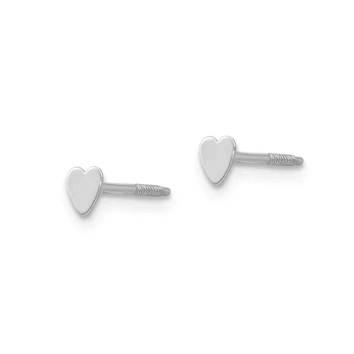 Children's Madi K Heart Earrings in 14K White Gold front view