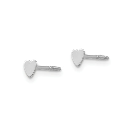 Children's Madi K Heart Earrings in 14K White Gold front view