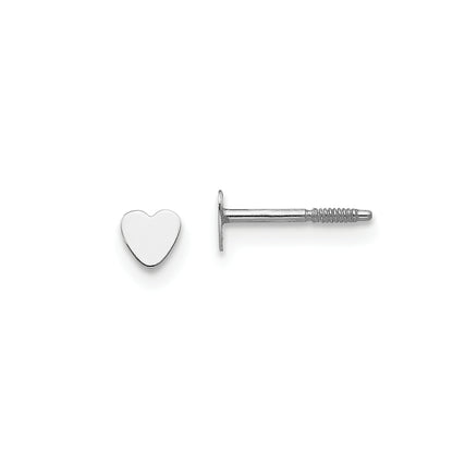 Children's Madi K Heart Earrings in 14K White Gold