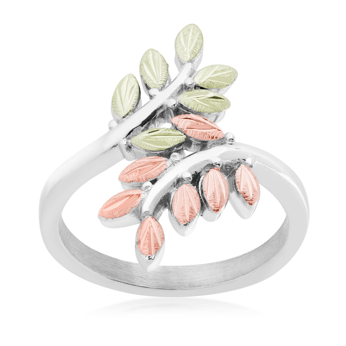 Black Hills Gold Leaf Branch Bypass Ring in Sterling Silver