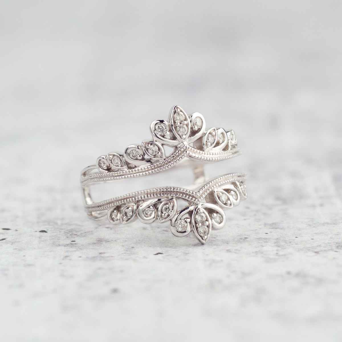 1/5 ct. tw. Diamond Filigree Ring Enhancer in 14K White Gold close-up detail