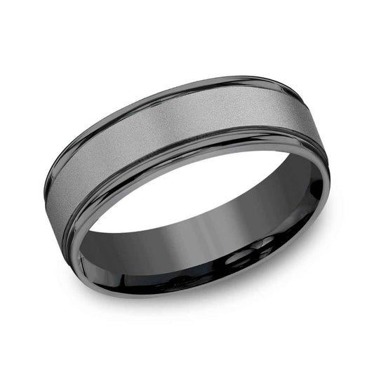 Benchmark 7mm Sandblasted Center Tantalum Wedding Band