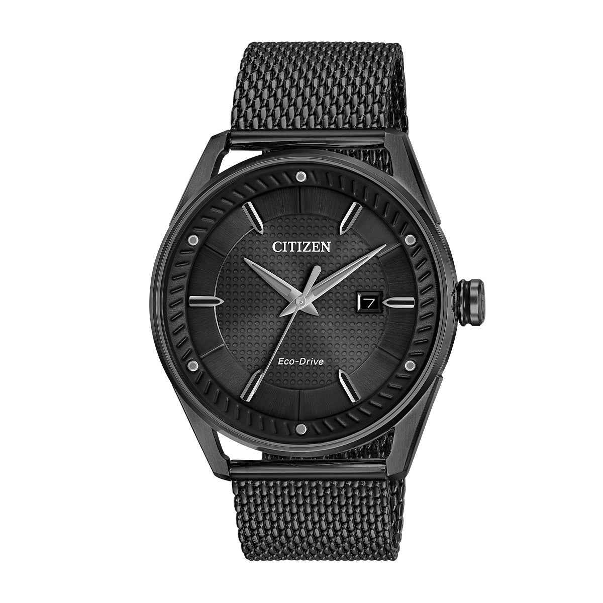 Citizen Men's Sport Casual Eco-Drive Black Stainless Steel Watch with Black Dial