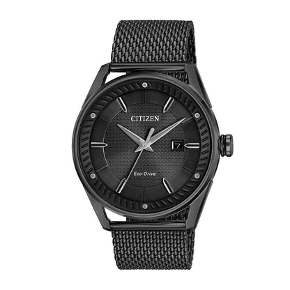 Citizen Men's Sport Casual Eco-Drive Black Stainless Steel Watch with Black Dial