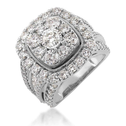Fairytale Diamonds 4 ct. tw. Diamond Cluster Halo Ring in 14K White Gold front view