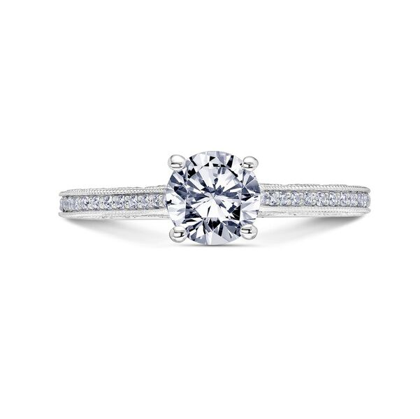 Scott Kay Heavens Gate 1/4 ct. tw. Diamond Semi-Mount Engagement Ring with Milgrain Diamond-Shaped Design in 14K front view