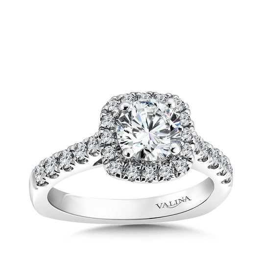 Valina 1/2 ct. tw. Diamond Halo Round Semi-Mount Engagement Ring with European Shank in 14K White Gold