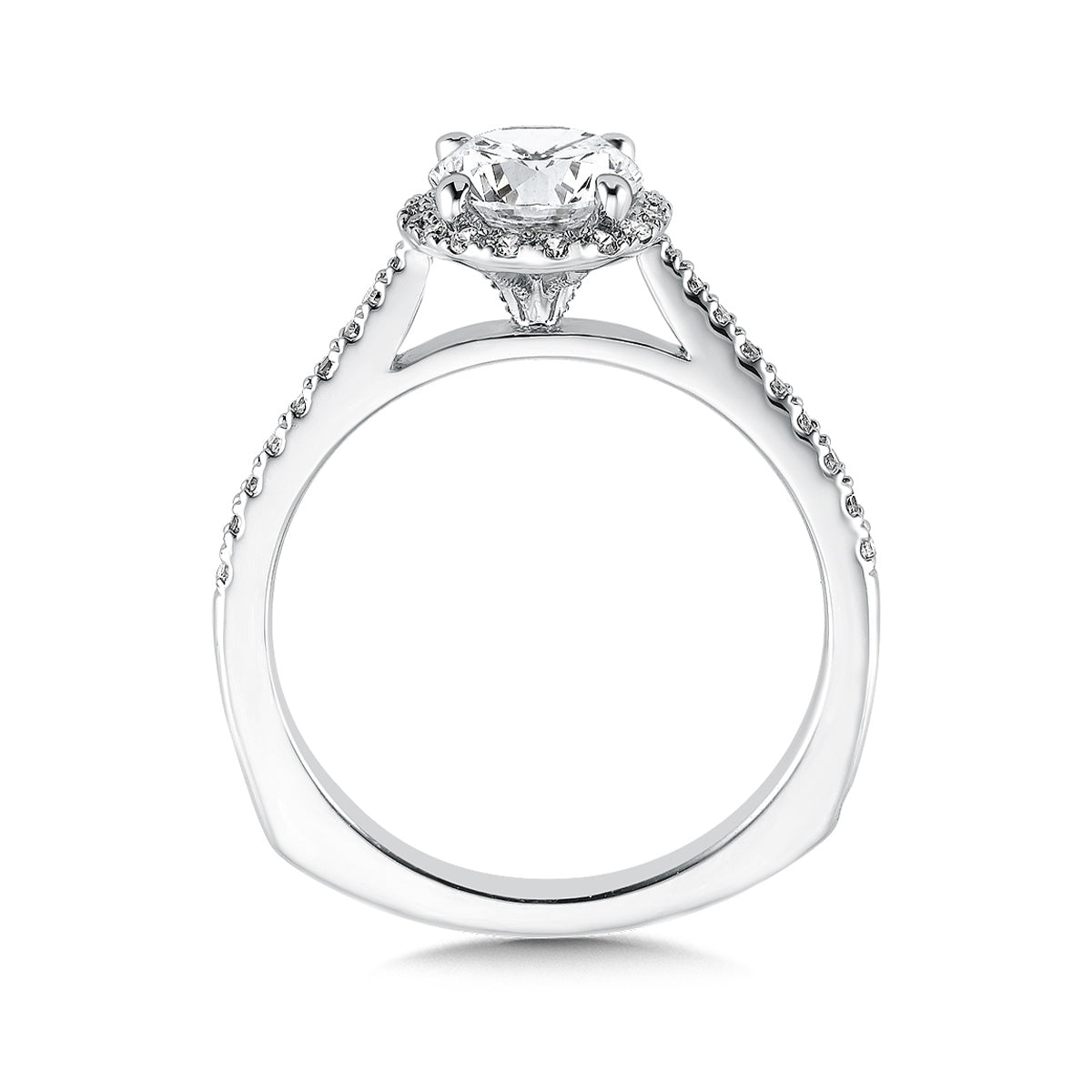 Valina 1/5 ct. tw. Diamond Halo Round Semi-Mount Engagement Ring with European Shank in 14K White Gold front view
