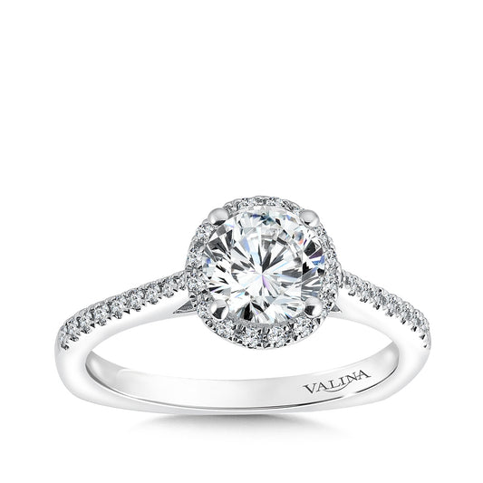 Valina 1/5 ct. tw. Diamond Halo Round Semi-Mount Engagement Ring with European Shank in 14K White Gold