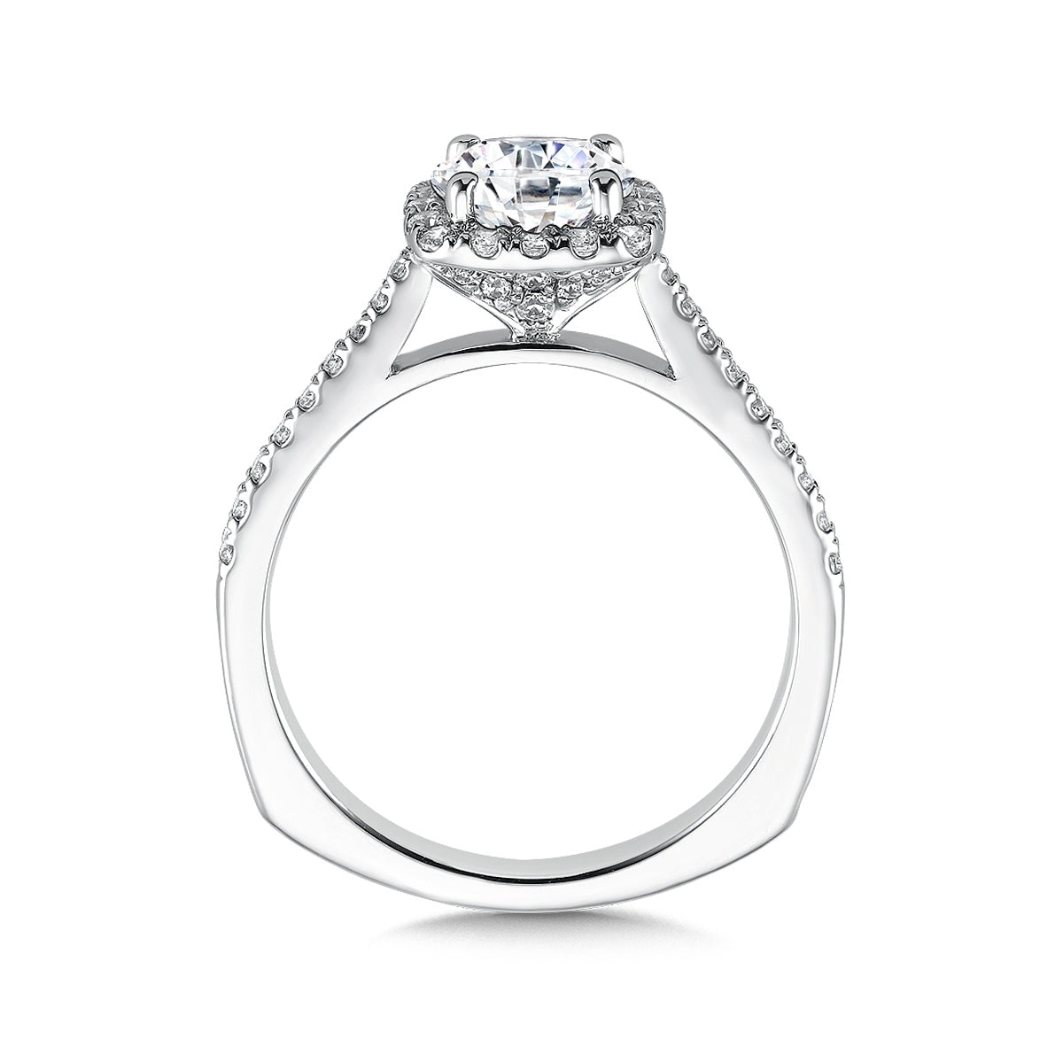 Valina 1/3 ct. tw. Diamond Halo Round Semi-Mount Engagement Ring with European Shank in 14K White Gold front view