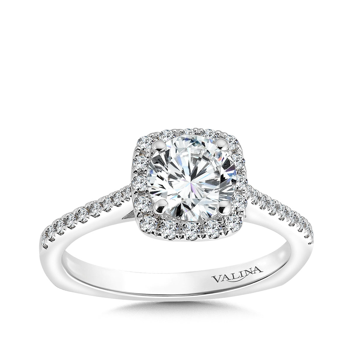 Valina 1/3 ct. tw. Diamond Halo Round Semi-Mount Engagement Ring with European Shank in 14K White Gold