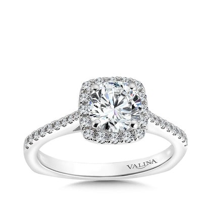 Valina 1/3 ct. tw. Diamond Halo Round Semi-Mount Engagement Ring with European Shank in 14K White Gold