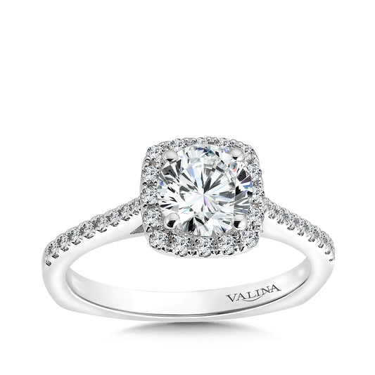 Valina 1/3 ct. tw. Diamond Halo Round Semi-Mount Engagement Ring with European Shank in 14K White Gold