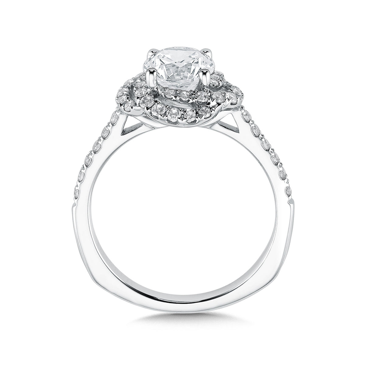 Valina 1/3 ct. tw. Diamond Swirl Halo Round Semi-Mount Engagement Ring with European Shank in 14K White Gold front view